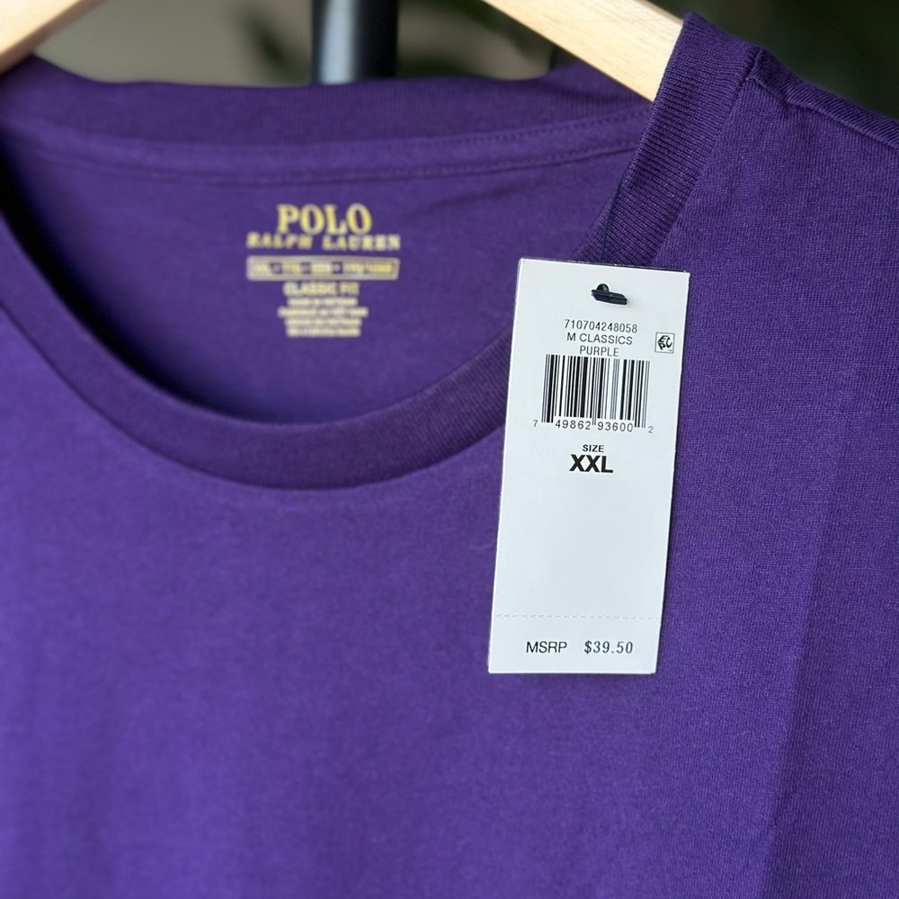 XXL Classic Fit Polo Ralph Lauren Royal Purple, Green Short Sleeve Tee Shirt - Picture 3 of 6